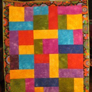 Art Quilt Abstract Wall Hanging Throw Bright Color